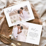 Elegant Script Photo Wedding Thank You Card<br><div class="desc">Express your heartfelt gratitude in timeless style with this Elegant Script Photo Wedding Thank You Card. Featuring refined calligraphy, a full photo layout, and minimalistic design elements, this card is the perfect way to thank your guests while showcasing a cherished moment from your big day. Ideal for modern, romantic, or...</div>
