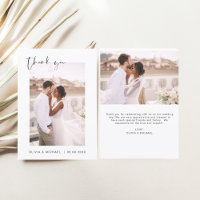 Elegant Script Photo Wedding Thank You Card