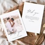 Elegant Script Photo Wedding Thank You Card<br><div class="desc">Express your heartfelt gratitude in timeless style with this Elegant Script Photo Wedding Thank You Card. Featuring refined calligraphy, a full photo layout, and minimalistic design elements, this card is the perfect way to thank your guests while showcasing a cherished moment from your big day. Ideal for modern, romantic, or...</div>