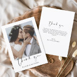 Elegant Script Photo Wedding Thank You Card<br><div class="desc">Express your heartfelt gratitude in timeless style with this Elegant Script Photo Wedding Thank You Card. Featuring refined calligraphy, a full photo layout, and minimalistic design elements, this card is the perfect way to thank your guests while showcasing a cherished moment from your big day. Ideal for modern, romantic, or...</div>