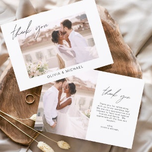 Elegant Script Photo Wedding Thank You Card