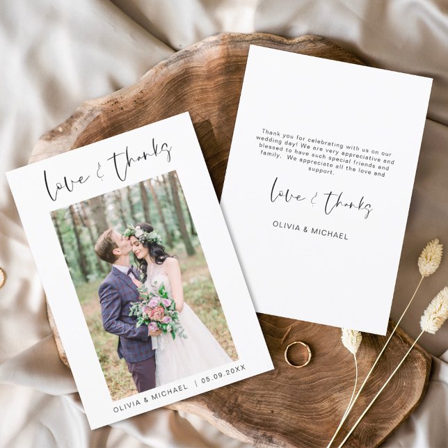 Elegant Script Photo Wedding Thank You Card (Creator Uploaded)