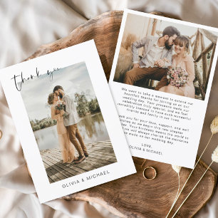 Elegant Script Photo Wedding Thank You Card