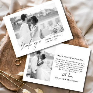 Elegant Script Photo Wedding Thank You Card