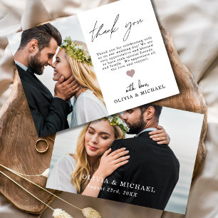 Elegant Script Photo Wedding Thank You Card