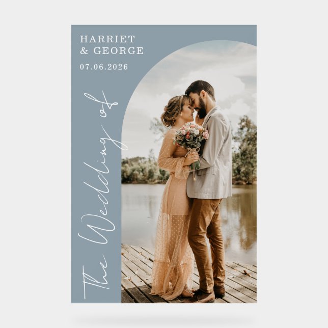 Élégant Script Photo Welcome Mariage Sign (Recto)