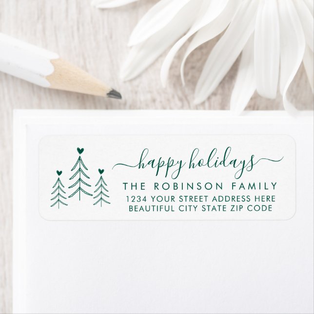 Elegant Script Pine Christmas Return Address Label (Insitu)