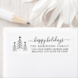 Elegant Script Pine Christmas Return Address Label