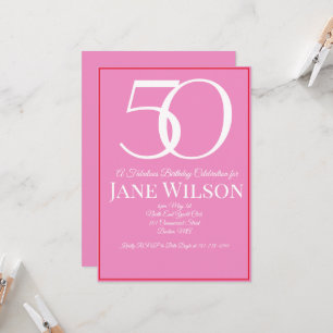 Elegant Script Pink 50th Birthday Party  Invitation