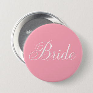 Elegant Script Pink Bride 3 Inch Round Button