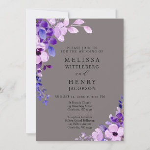 Elegant Script Pink Flower Wedding Invitation