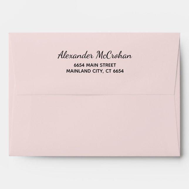 Elegant Script Pink Return Address Mailing Envelope (Back (Top Flap))