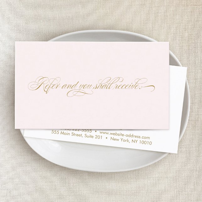 Élégant Script Pink Salon Carte de référence (Créateur téléchargé)