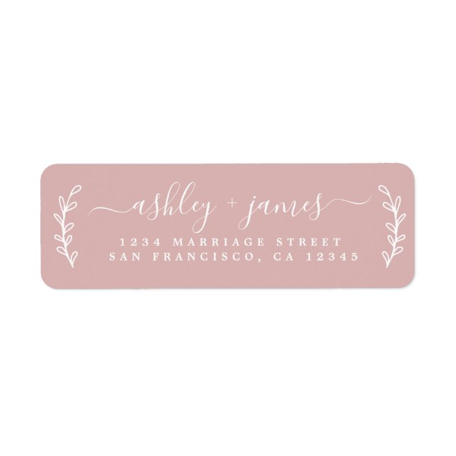 Elegant Script Pink Wedding Return Address (Front)