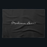 Elegant Script Plain Black Name Calligraphy  Kitchen Towel<br><div class="desc">This product was very good and I love how easy it is for customize design. The design was very simple so I'm very pleased when I create.</div>