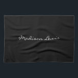 Elegant Script Plain Black Name Calligraphy  Kitchen Towel<br><div class="desc">This product was very good and I love how easy it is for customize design. The design was very simple so I'm very pleased when I create.</div>