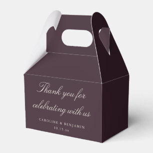 Elegant Script Plum Wedding Custom Thank You Favor Box