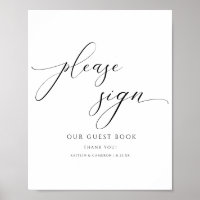 Élégant Script Portrait Mariage Livre d'or