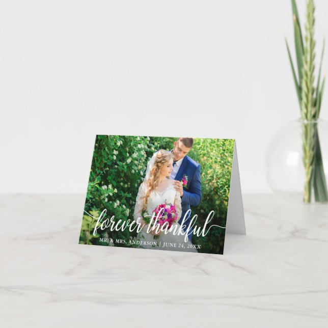Élégant Script pour toujours Merci Mariage note (Devant)