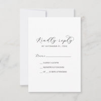 Elegant Script Printable or Printed RSVP Card