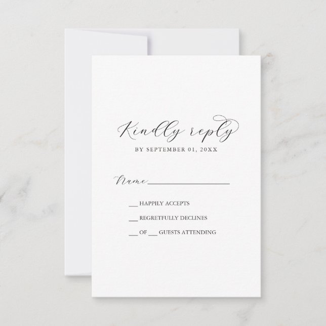 Elegant Script Printable or Printed RSVP Card (Front)