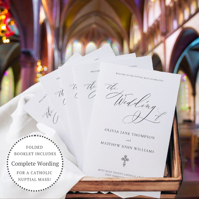Élégant Script Programme de mariage catholique Ple (Créateur téléchargé)