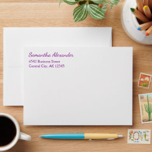 Elegant Script Purple Violet White Address Envelope