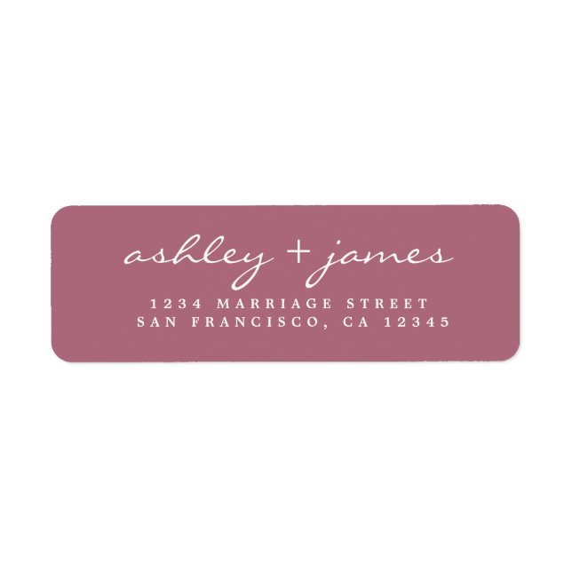Elegant Script Purple Wedding Return Address  (Front)