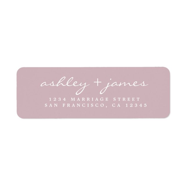 Elegant Script Purple Wedding Return Address (Front)