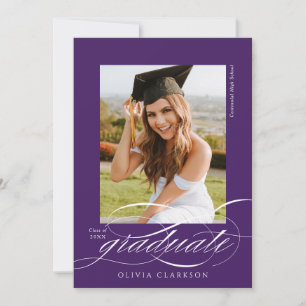 Elegant Script QR Code Photo Graduation Party Invitation