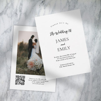 Elegant Script QR Code Photo Wedding Invitation