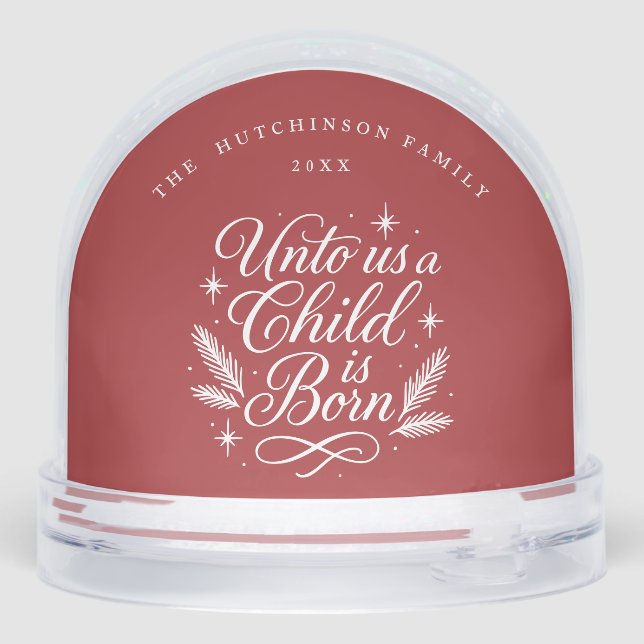 Elegant Script Red Photo Religious Snowglobe (Back)