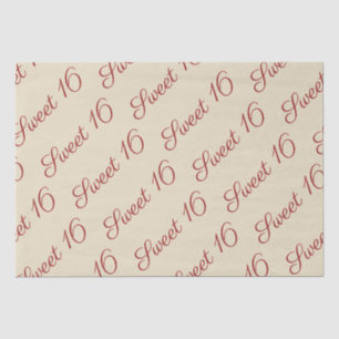 Elegant Script Red Sweet 16 Birthday Tan Tissue Paper