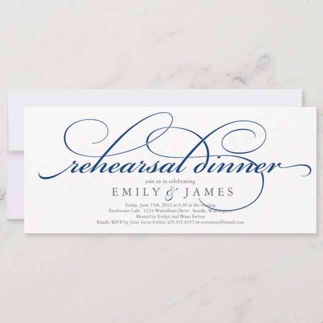 Elegant Script Rehearsal Dinner Invitation (Front)