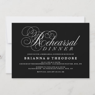 Elegant Script Rehearsal Dinner Invitation