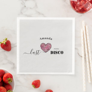 Elegant Script Retro Disco Pink Heart Wedding  Napkin