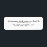 Elegant Script  Return Address<br><div class="desc">Create your own Wedding Invitations Return Address labels with this Stylish Elegant Chic Minimalist Return Address template. The Return Address simple label in black and white typo features couple names in classic elegant sophisticated script and serif font, and your own return address. This clean and minimalist return address label design...</div>