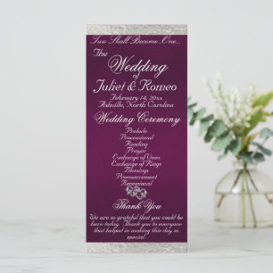Elegant Script & Ribbon - Purple/Silver Wedding Program