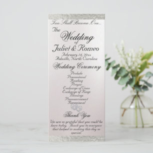 Elegant Script & Ribbon - White/Silver Wedding Program