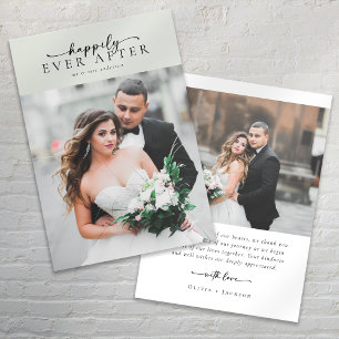 Elegant Script Romantic Photo Wedding Thank You Card