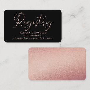 Elegant Script Rose Gold Foil Gift Registry Enclosure Card