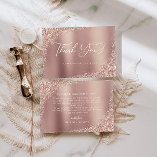 Elegant Script Rose Gold Wedding Thank You Card