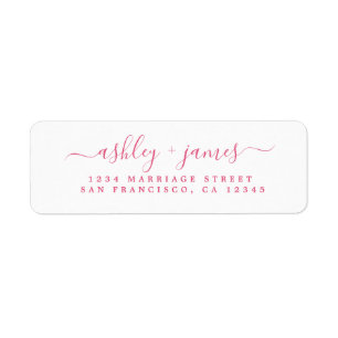 Élégant Script rose Mariage blanc Adresse de retou