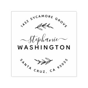 Elegant Script & Rustic Branches Return Address Self-inking Stamp