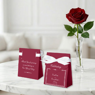 Elegant Script Rustic Chic Burgundy Wedding  Favor Box