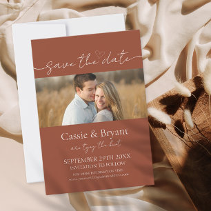 Elegant Script Rustic Terracotta Save the Date