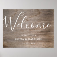 Elegant Script Rustic Wedding Welcome Sign