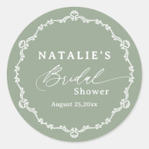 Elegant Script Sage Green Bridal Shower