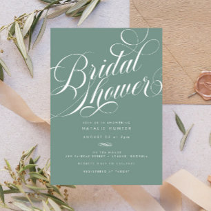 Elegant Script Sage Green Bridal Shower Invitation