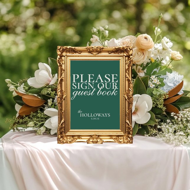Élégant Script Sage Green Mariage livre d'or (Elegant Script Sage Green Wedding Guestbook)